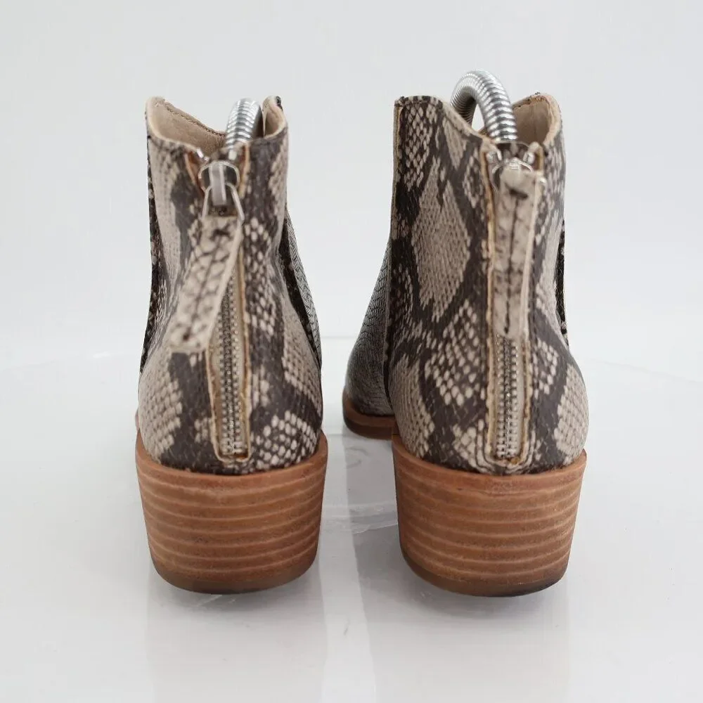 Dolce Vita Women's Tavin Boots Size 7.5 Snake Print Vegan Ankle Low Block Heel